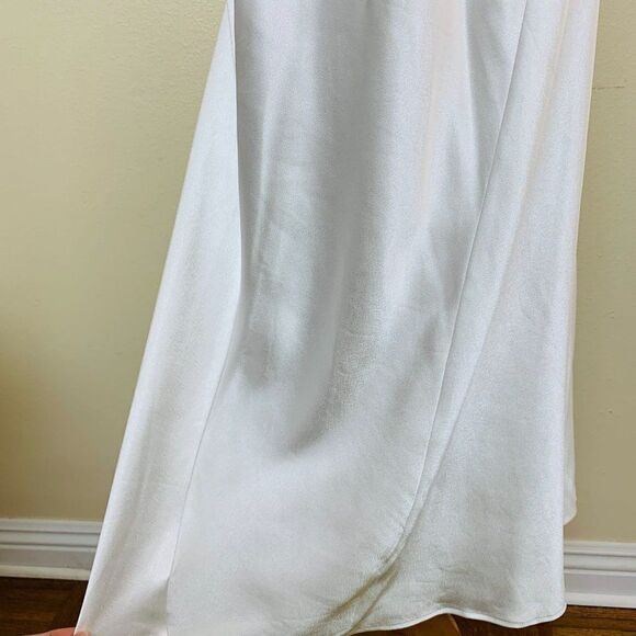 HAH Revolve Give A Midi Slip Sheen Satin Dress Medium Blanc White $198 - Picture 5 of 9